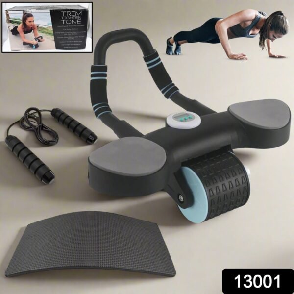 Abdominal Wheel Roller Widened Elbow Support Roller with Timer & Skipping Rope - Image 2