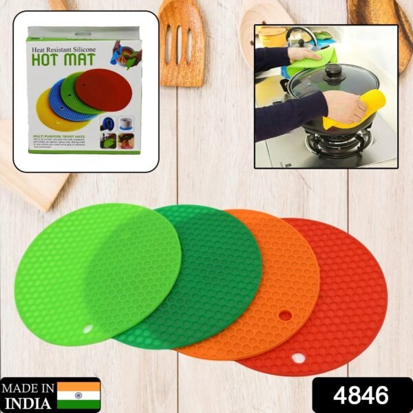 Silicon Hot Pot Mat Set - 4-Piece Heat-Resistant Trivets for Protecting Surfaces - Image 2
