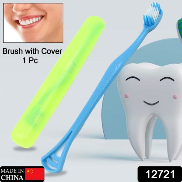 2-in-1 Soft Toothbrush & Tongue Cleaner for All Ages (1 Pc, With Cover) - Image 2