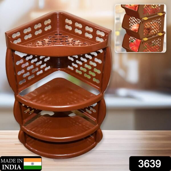 Multi Purpose Plastic Corner Rack a Stylish Storage Shelf for Kitchen / Living - Image 2