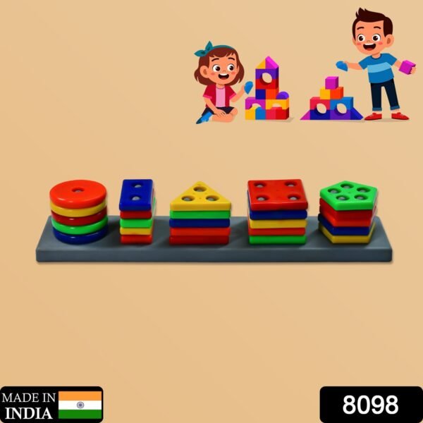 Geometric Brick - 5 Angle Matching Column Blocks for Kids - Preschool - Image 2