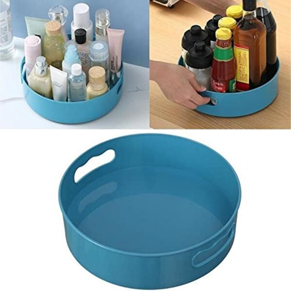 360? Rotating Kitchen Organizer Trolley for Storage - Turntable Tray with Brown