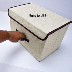 Foldable Cotton Linen Storage Box ? Multi-Room Organizer with Lid & Handles