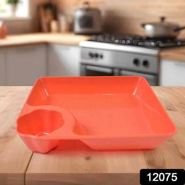 Plastic Plates with Dipping Saucer & Round Dip Part (1 Pc / 18 x 16 Cm / 1 Pc) - Image 2