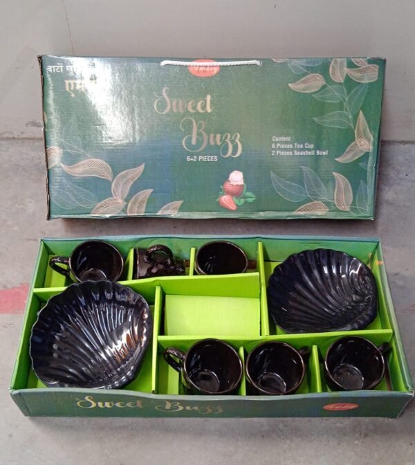 Sweet Buzz 8-Piece Seashell Ceramic Cup Set ? Ideal for Home & Gifts - Image 3