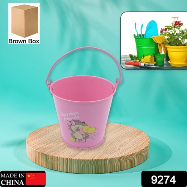 Small Metal Bucket for Plants & Decor (1 Pc, With Handle) - Image 2