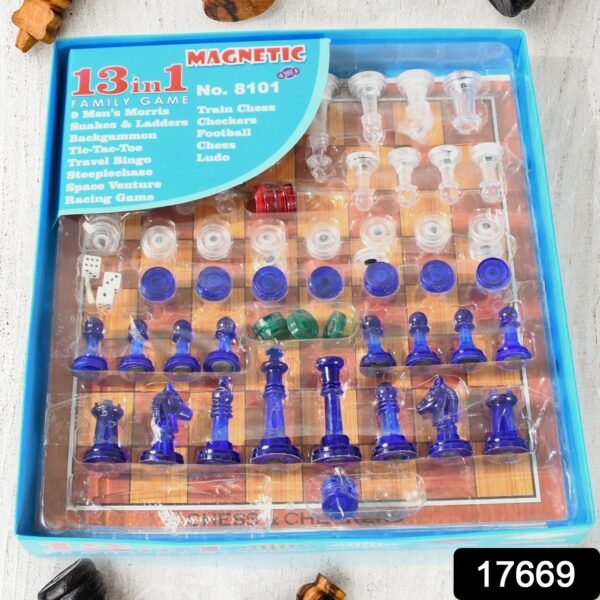 13 in 1 Family Board Game Chess, Snakes & Ladders, Ludo, Tic-Tac-Toe, Checkers, - Image 2