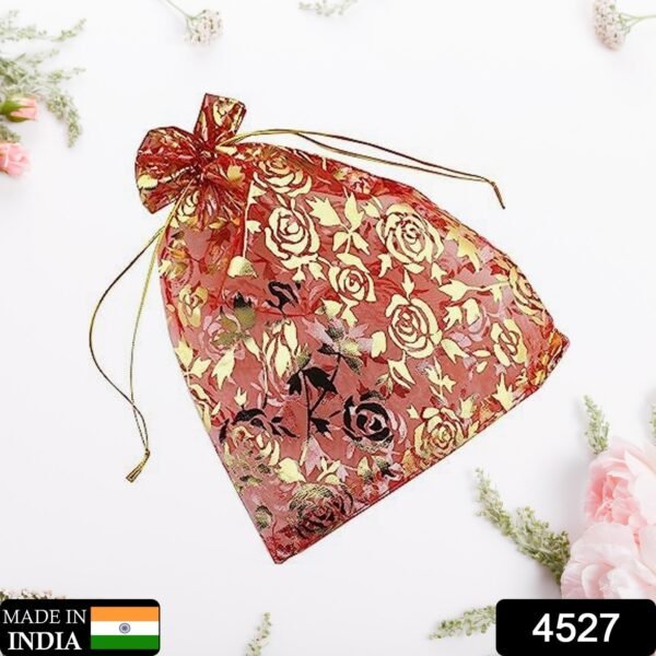 Net Fabric Drawstring Pouch ? Ideal for Dry Fruits, Organza Shagun Potli (Mix - Image 2