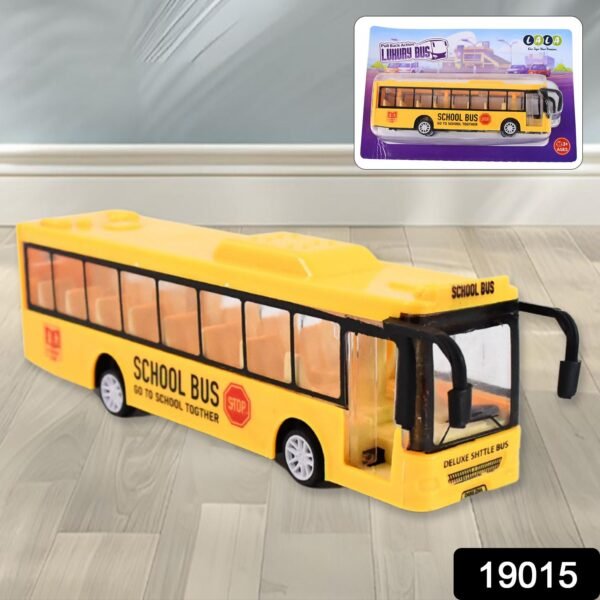 Inertia Bus Toys , High Simulation Yellow Fine Details Mini Bus Model Car Toys - Image 2