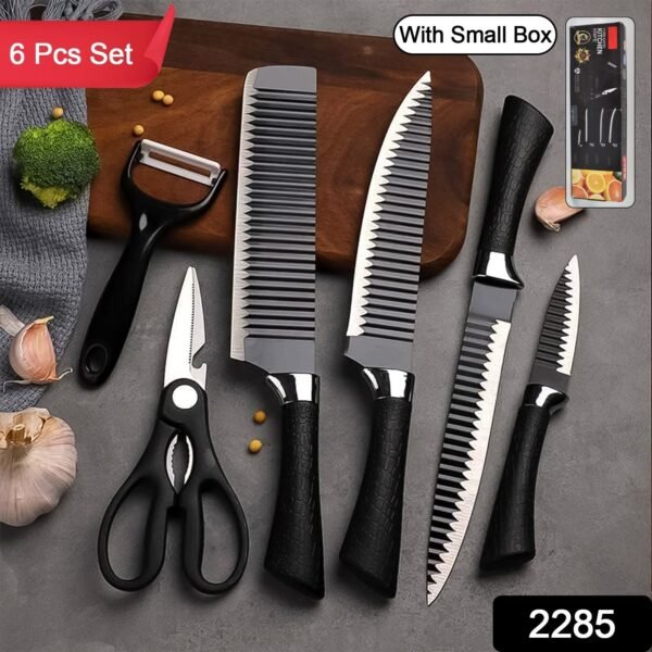 Stainless Steel Knife Set With Chef Peeler And Scissor (6 Pieces) - Image 2
