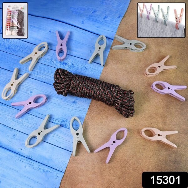 Cloth Drying Rope with Clips ? Convenient and Durable Hanging Solution (12 Pc) - Image 2
