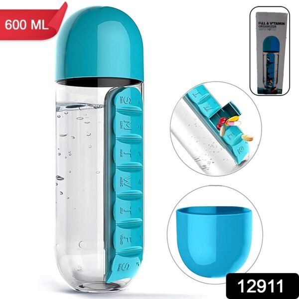 Multi-Use Pill & Water Bottle for Travel (600 Ml, Mix Color) - Image 2