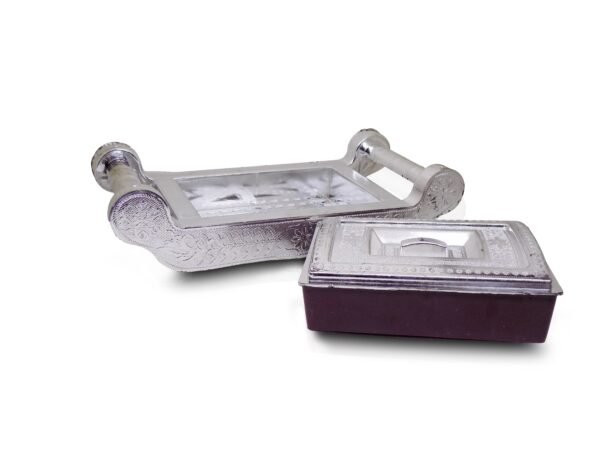 Multipurpose 4 Section Royal Design Silver Storage / Gift Box - Image 2