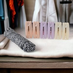 Cloth Drying Rope with Clips ? Convenient and Durable Hanging Solution (7 Pc
