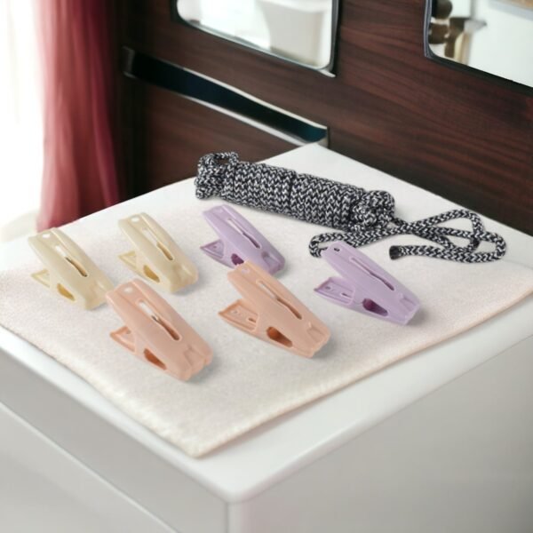 Cloth Drying Rope with Clips ? Convenient and Durable Hanging Solution (7 Pc - Image 4