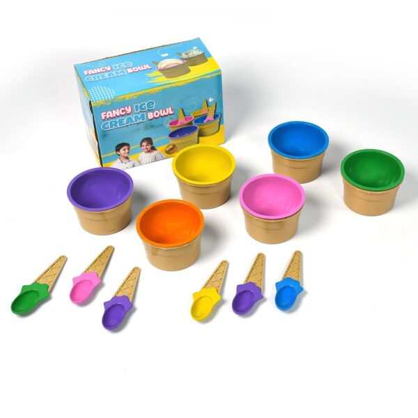 Premium Ice Cream Waffle Spoon Bowl Set (6-Piece , Color Box) - Image 4