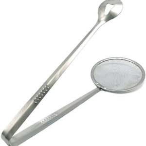 2In1 Stainless Steel Filter Spoon with Clip Food Kitchen Oil-Frying