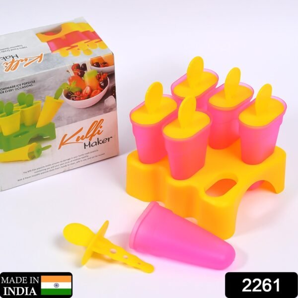 Kulfi Maker Moulds Set Plastic Homemade Kulfi Mould 6pcs Set For Freezer Use - Image 2