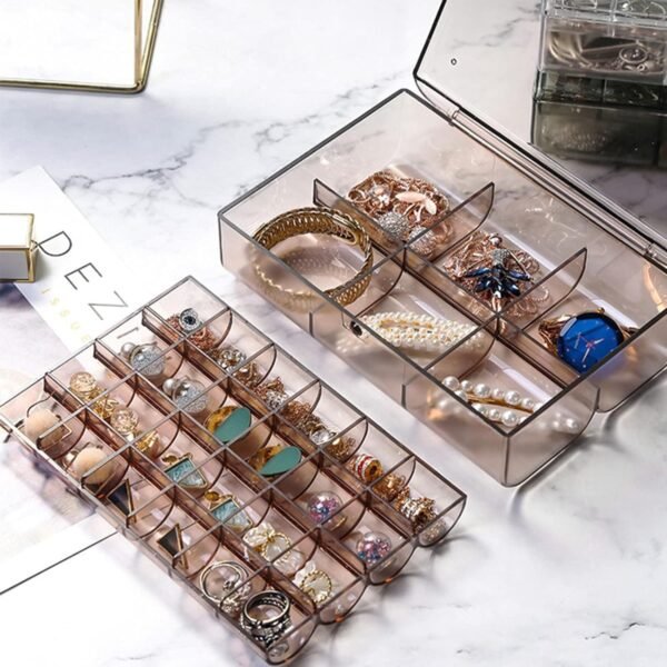 2 layer Acrylic Jewelry Storage Box Dustproof Earring Box, Storage Box Portable - Image 5