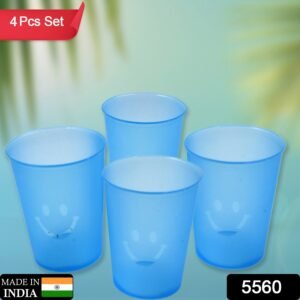 Reusable Plastic Drinking Tumblers - 4-Piece Transparent Water Cup Set for