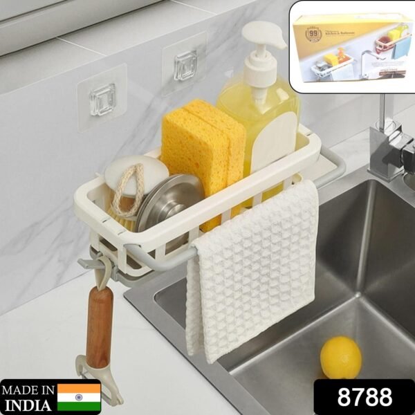 Multipurpose Platic Hanging Drain Rack Retractable Sponge Storage Hanging Rack - Image 2