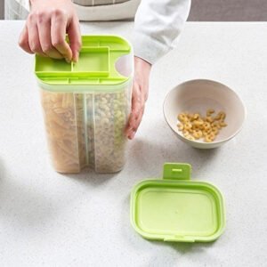 Plastic 2 Sections Air Tight Transparent Food Grain Cereal Storage Container (2