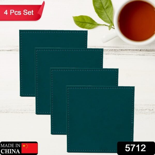 Square Leather Tea Coaster Set ? Durable Dining & Coffee Table Decor (4 Pc) - Image 2