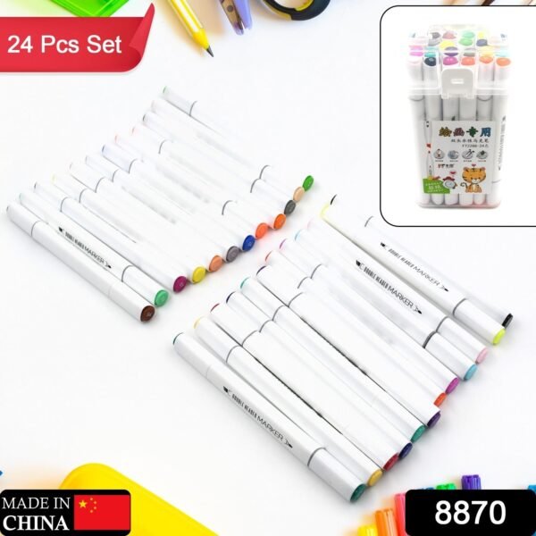 Fancy Art Markers, 24 Colors Double-ended Art Markers Alcohol Based Advanced - Image 2
