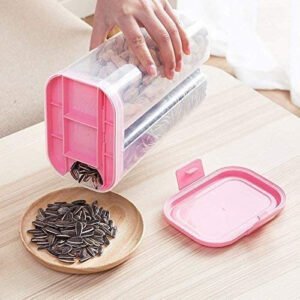 Plastic 2 Sections Air Tight Transparent Food Grain Cereal Storage Container (2