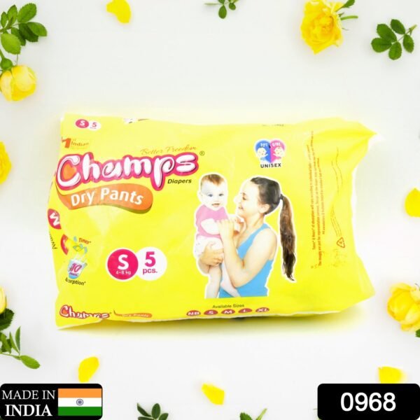 Travel-Friendly Diapers: Champs Small Diaper Pants (5 Pack) - Leakproof - Image 2
