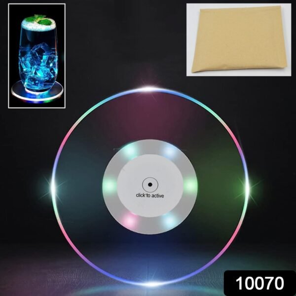 Colorful LED Cocktail Coaster, Round Ultra-Thin LED Drink Coaster (1 Pc) - Image 2