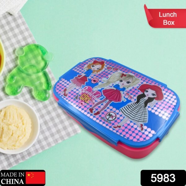Cartoon Printed Plastic Lunch Box With Inside Small Box & Spoon for Kids, Air - Image 2