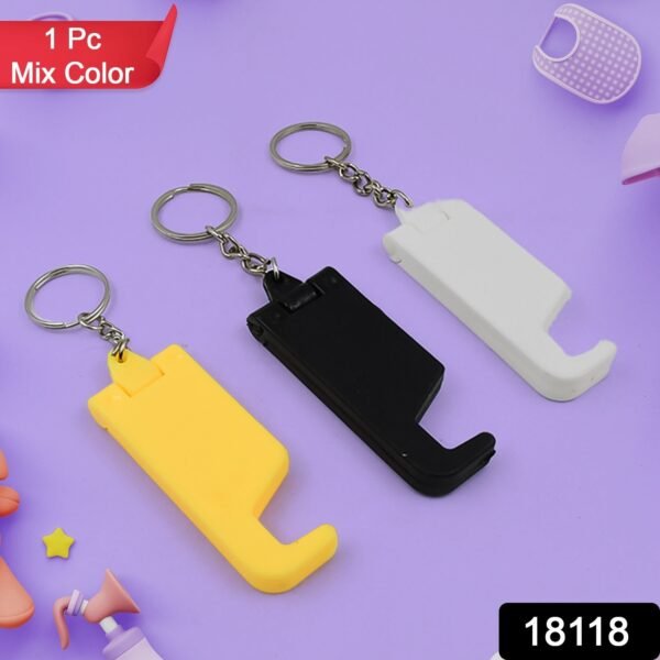 2 in 1 Plastic Keychain with Mobile Stand / Phone Holder (1 Pc / Multicolor) - Image 2