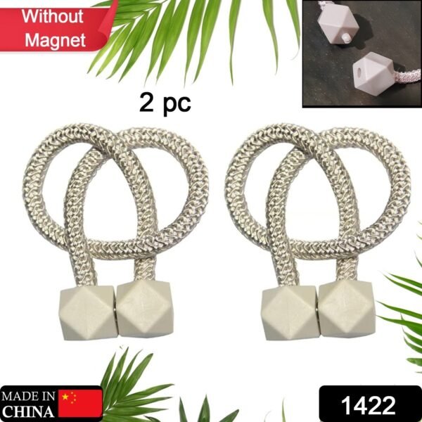 Non-Magnetic Curtain Tiebacks: Decorative Pearl Design (2 Pc, (Without Magnet - Image 4