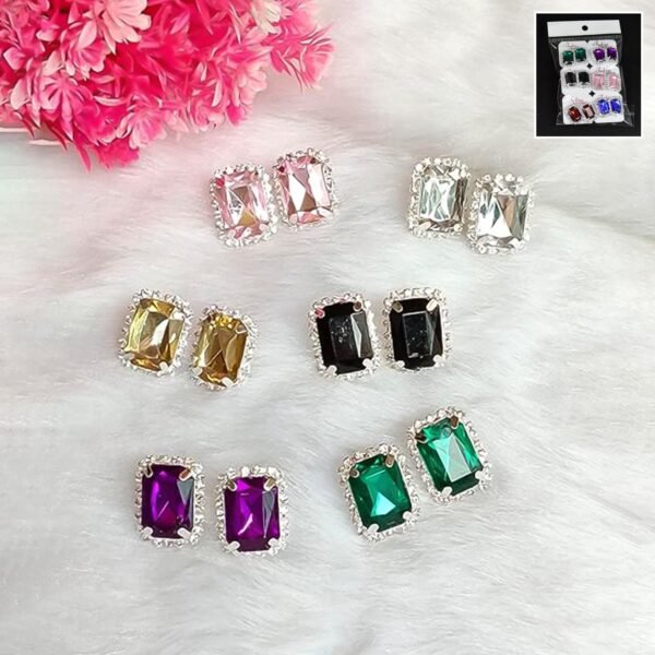 Diamond Jewellery Interchangeable Triangular Shaped Earrings (6 Pari / Mix