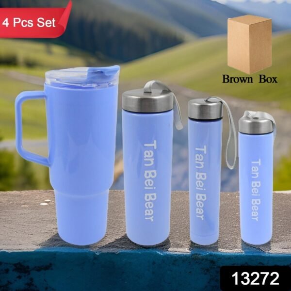 Plastic Water Bottle 3 Different Size Bottle & 1 pc Tumbler With Straw (4 Pc - Image 2