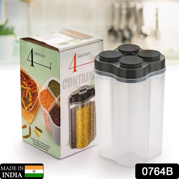 Plastic Lock Food Storage 4 Section Container Jar for Grocery, Fridge Container. - Image 2
