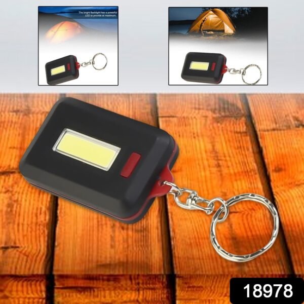 LED Keychain COB Light with Hook & Loop Sticker. 3 Light Modes (1 Pc / Battery - Image 2