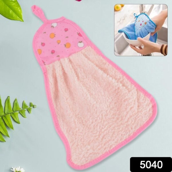 Microfiber Wash Basin Hanging Hand Kitchen Towel Napkin with Loop - Image 2