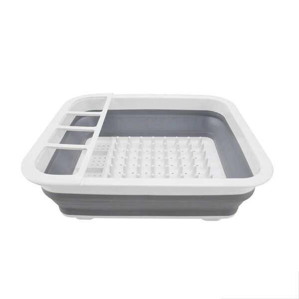 Collapsible Folding Silicone Dish Drying Drainer Rack with Spoon Fork Storage - Image 4