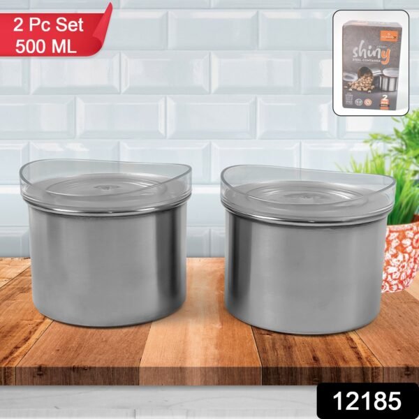 Multipurpose Stainless Steel Airtight Containers with See Through Lid (2 Pc / - Image 2