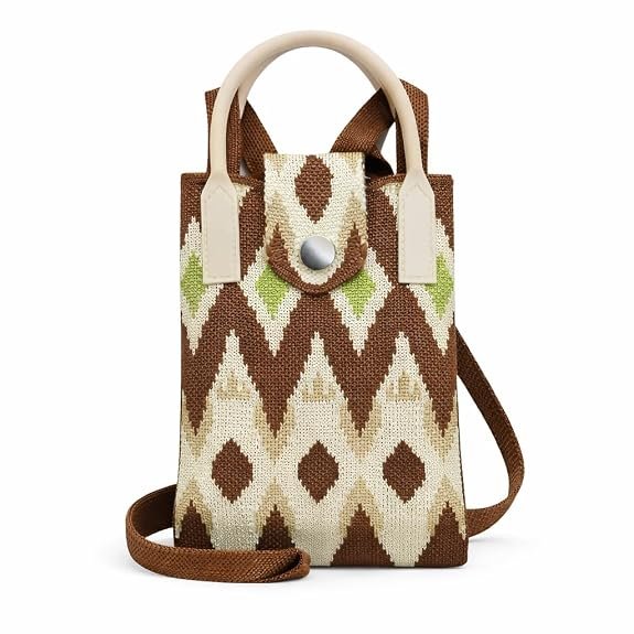 Phone Pixie Korean Mobile Sling Bag Geometric Canvas Crossbody Phone Pouch