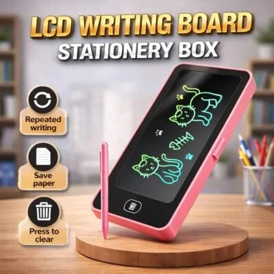 2 in 1 LCD Writing Tablet & Pencil Box for Kids | Digital Drawing Slate for Girls & Boys